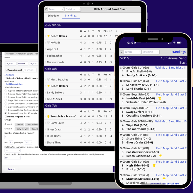 Tournament Management Software for Team Sports - SportsBase